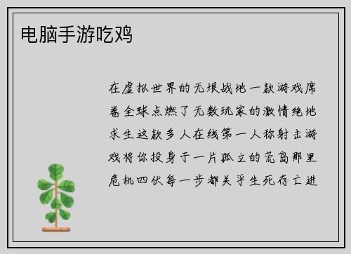 电脑手游吃鸡